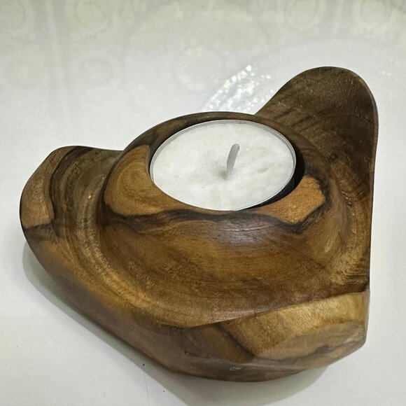 Handcrafted Natural Wooden Tealight Candle Holder – Organic Rustic Home Décor - Picture 3 of 6